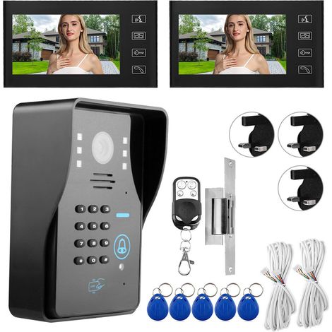 7in Interphone Filaire Digicode avec Sonnette Vidéo, Serrure Électronique de Porte (Prise UK) (1/5)
