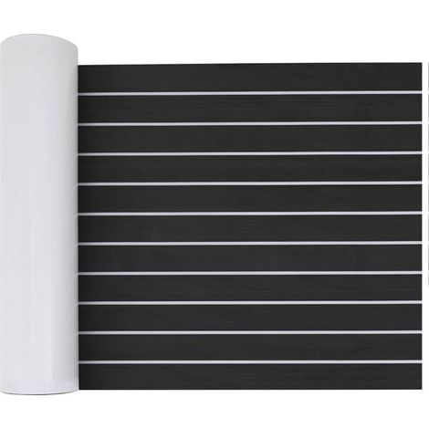Tapis marin rayé, gris foncé et blanc, 240 x 60 cm, matériau EVA. (1/5)