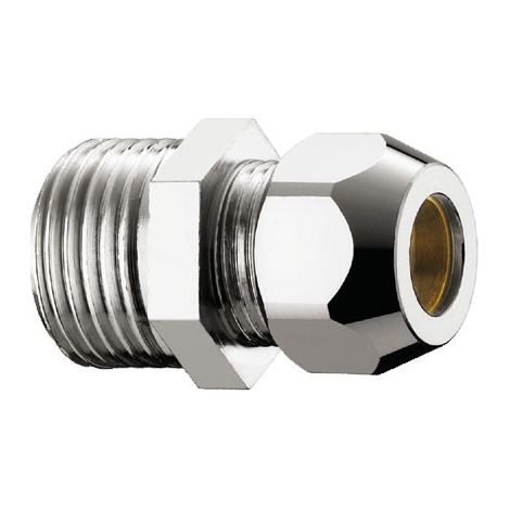 Nipplo niples corto in ottone cromato - calotta bassa - Misura 1/2" x 3/8" L.27 mm 0321B430CR (1/2)