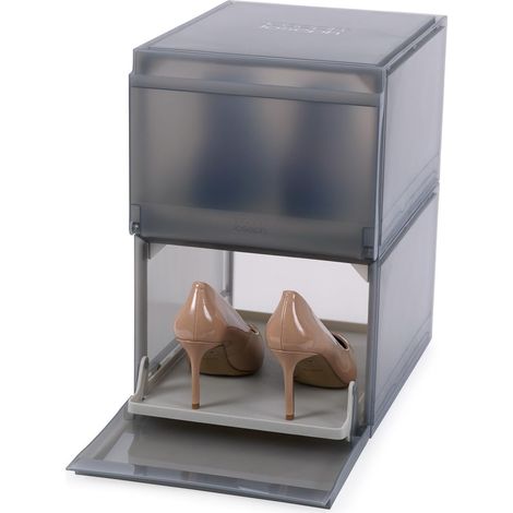 Boîte de Rangement Chaussures, Plateau Coulissant, Porte Abattante, Ventilé, Montage Facile, Lot de 2 (1/5)