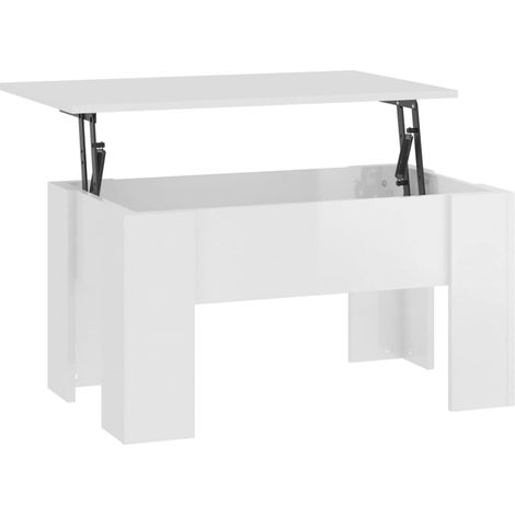Table basse Blanc brillant 79x49x41 Bois d'ingénierie 2 (1/5)