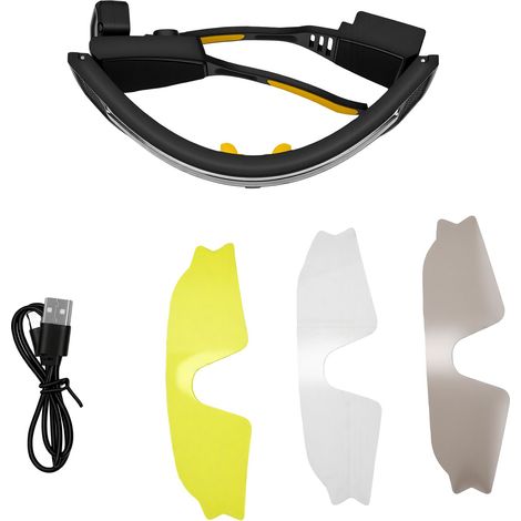Multifunktionale Stirnlampe für Brillenträger, wiederaufladbar Typ C, mit Speicherfunktion, intelligentem Sensor, wasserdicht für Reparatur- und Inspektionsarbeiten, gelbe Farbe. (1/5)
