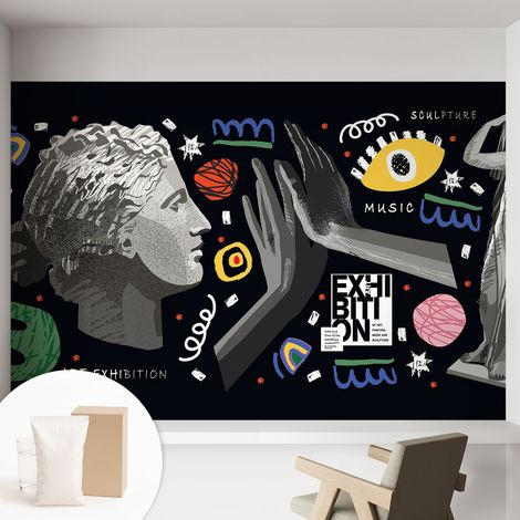 Papier peint intissé pour salon chambre à coucher peint imprimé pour mur - Colle incluse gratuite Exposition colorée 152x104 cm (1/5)
