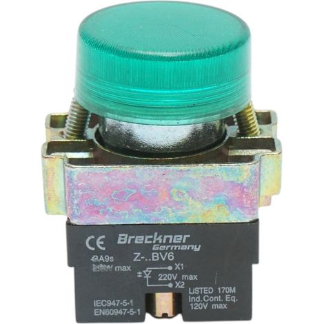 Pulsante indicatore LED verde 220V LAY5 Breckner Germany (1/5)