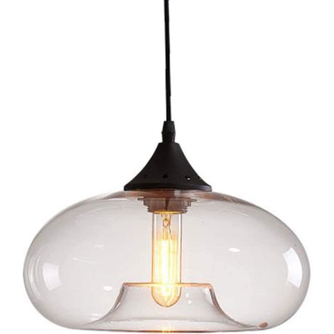 Suspension luminaire design, abat-jour en verre coloré DIY, lampe plafonnier rétro E27 pour grenier et bar, teinte transparente (1/5)