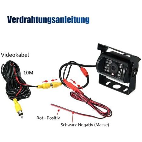 Caméra de Recul Grand Angle avec Vision Nocturne Infrarouge et Câble Vidéo de 10 m - JINFGERNE - Idéale pour Voiture et Camping-Car, Étanche et Facile à Installer (1/5)