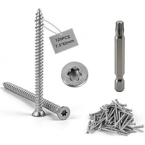 Vis de Cadre de Fenétre 7.5 mm x 82 mm Torx 30 Béton Téte Fraisée, Vis d'Ancrage Direct pour Béton, Portes et Fenêtres, Murs (1/5)