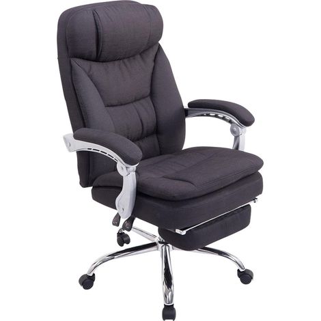 Fauteuil de bureau sur roulettes XL charge max 160 kg avec repose-pied ajustable assise en tissu noir 100002785 (1/5)