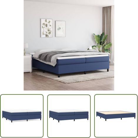 Lit à sommier tapissier avec matelas, Lit adulte pour 2 personnes Assemblage Facile, Bleu 200x200 cm Tissu OIB7554E (1/5)