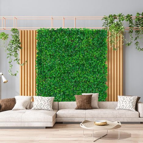 12 Stück Künstliche Pflanzen Wand 40X60cm wasserdicht künstliche Mattenpaneel Pflanzenwand, Sichtschutz Wandbegrünung Dekorative Zäune für Balkon Gartenzaun Dekorative Zäune, Einrastbares Paneel (1/5)
