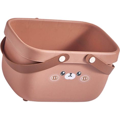 Panier de douche à motif ours en peluche, grande ouverture, poignée élargie, robuste, en PP, idéal pour la salle de bain, les sorties en famille ou le camping.