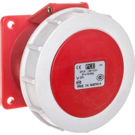 Enchufe de panel 32A 4P 400V /75x75/ rojo IP67 power twist 3242-6