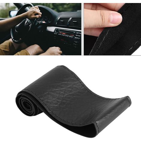 Handgenähter Lenkradbezug aus schwarzem Elefantenleder (1/5)