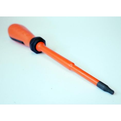 Tournevis Torx T20 4x125mm isolé 1000V orange / noir lame decolletée chromé manche bi-matière vis creuses DERANCOURT (1/2)