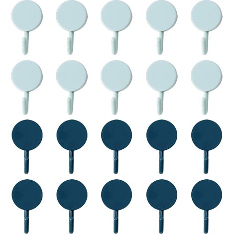 Crochet Adhésif Mural - Support Sans Clou Pour Cuisine Salle De Bain - Surface Lisse Et Carrelage - Lot De 20 Pièces (1/5)