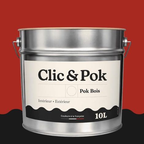 Peinture Bois Extérieur – POK BOIS - 10L - RAL 3000 - Rouge feu- Résistante aux intempéries - Ne s'écaille pas (1/4)