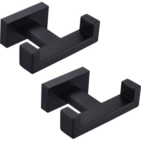 Simple, angled bathroom towel hooks, matte black, set of 2High quality, excellent performance, the ideal choice for families. (1/5)