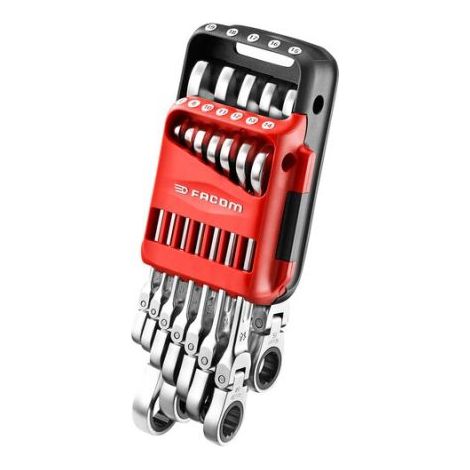 Facom – Jeu de clés mixtes 12 pièces – Clés à cliquet 7-19 mm – Pour travaux de précision – Conforme VDE 1000V
