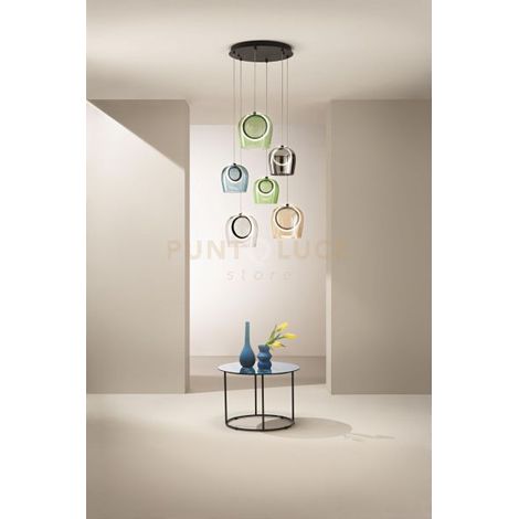 SOSPENSIONE 6 LUCI PINTA NERO LED 3000K 2520LM 42W DIMMERABILE SENZA VETRO DIMMERABILE