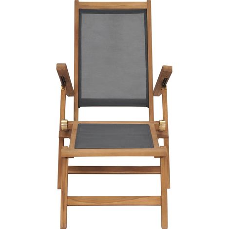Maison Exclusive - Liegestuhl mit Fußteil Massivholz Teak Schwarz (1/5)