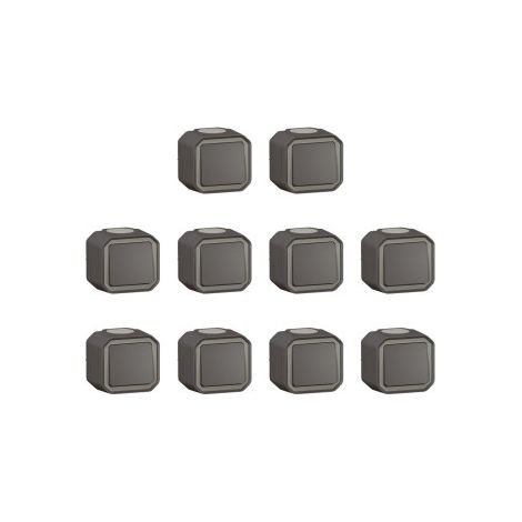 Legrand - Plexo L - LOT de 10 interrupteurs/va-et-vient - Saillie - Anthracite - Ref. : 069761Lx10 (1/5)