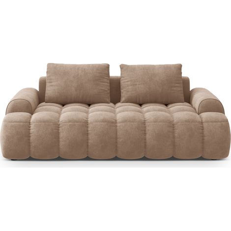 Canapé 3 places en velours beige foncé (1/5)