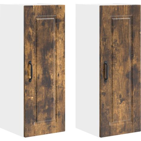 Wall Cabinet PORTO 2 pcs Smoked Oak 30 x 31 x 80 cm vidaXL
