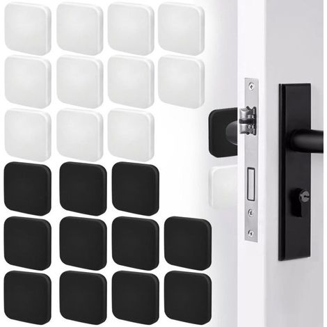 Set di 22 fermaporta a parete, 40 x 10 mm, fermaporta in silicone bianco e nero - Crezuo (1/4)