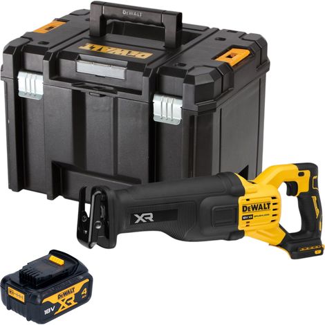 Scie sabre sans fil DeWalt DCS 386 NT 18 V Brushless + 1 batterie 4,0 Ah + TSTAK - sans chargeur