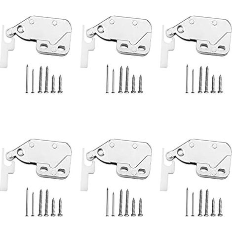Lot de 6 loqueteaux à ressort - Mini loqueteaux à ressort - Pour porte d'armoire, avec vis, tiroirs, abris de jardin (1/5)
