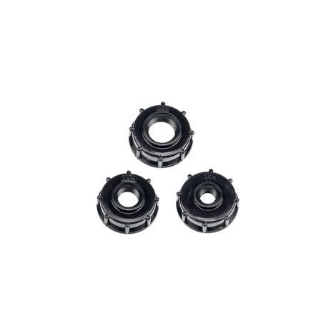 3 piezas de adaptador IBC para tanque de drenaje, tapa de tanque de agua de plástico, adaptador S60x6, conectores roscados gruesos para grifos de 1/2, 3/4 y 1 pulgada, color negro H632 (1/5)