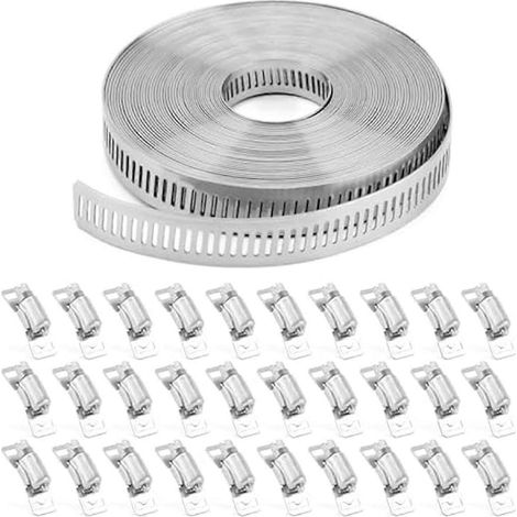 Schlauchschellen, Umreifungsband + 30 Befestigungselemente, DIY-Edelstahl-Bandschellen (1/5)