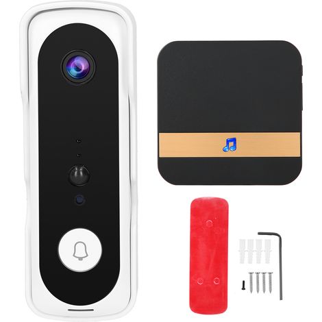 Sonnette vidéo WiFi sans fil Vision Nocturne Audio Bidirectionnel Moniteur Mobile Stockage Cloud pour Sécurité Domestique TUYA 100-240V (Blanc Prise UK) (1/5)