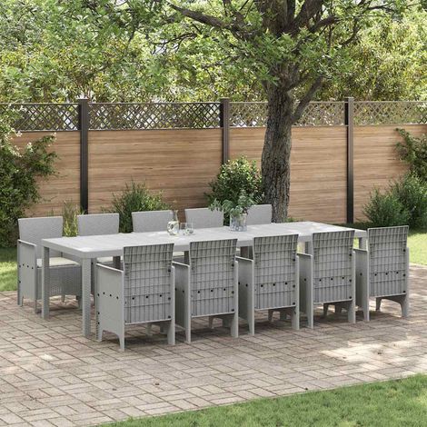 Garden Dining Set 11 pcs Light grey and Cream vidaXL (1/5)