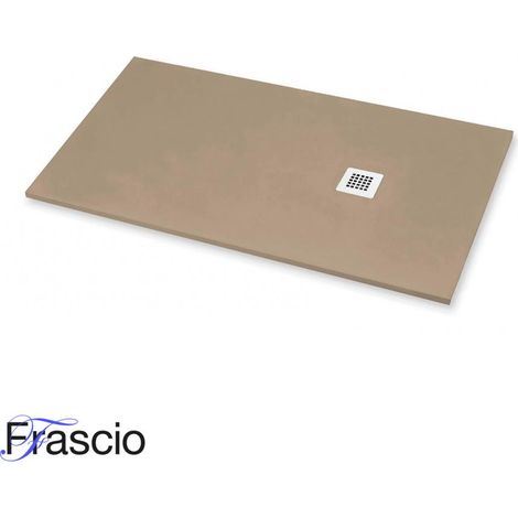 Duschwanne 90X155 cm Vulcano Line Slim Beige Ral 1019 aus Kunstharz und Marmorpulver mit freiem Abfluss - FRASCIO