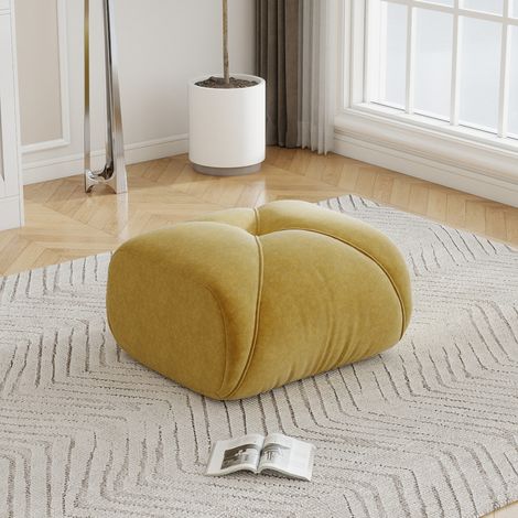 Pouf 78 x 76 x 45 cm gelb aus Chenille, weiche Sitzfläche und kompaktes Format MEUBLIV (1/5)