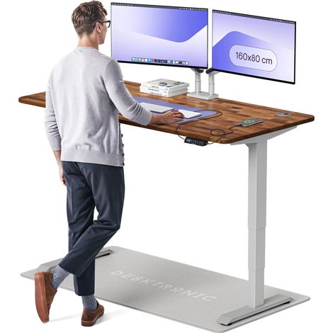 Desktronic Bureau assis debout HomePro - 160x80cm - Noyer/Gris