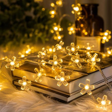 Ghirlanda luminosa a LED da 12 m con 100 LED a forma di fiori di ciliegio, 8 modalità di illuminazione, impermeabile, con spina, per esterni (luce bianca calda) (1/3)