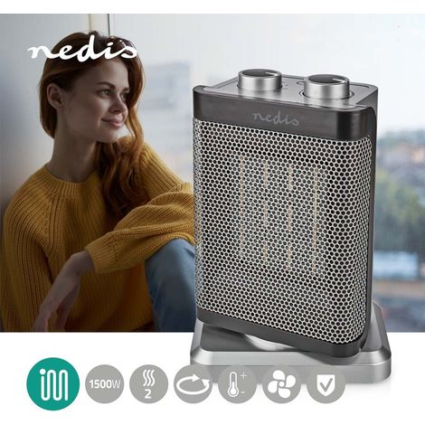Nedis Multipack Keramik-PTC-Heizlüfter / 1000 / 1500 W / 2 Wärme Modes / Verstellbares Thermostat / automatisch drehbar / Überhitzungsschutz / Stolperschutz - 6 Stück