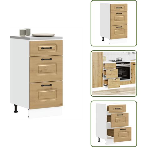Madera de ingeniería - vidaXL Mueble bajo de cocina Kalmar roble artesanal madera ingeniería - Muebles de cocina