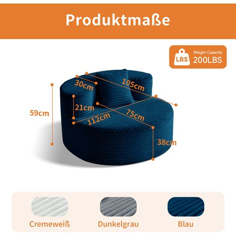 Pouf Cloud sans assemblage emballage sous vide rebond rapide,coussin amovible résistant à l’abrasion pour salon et chambre-Da.