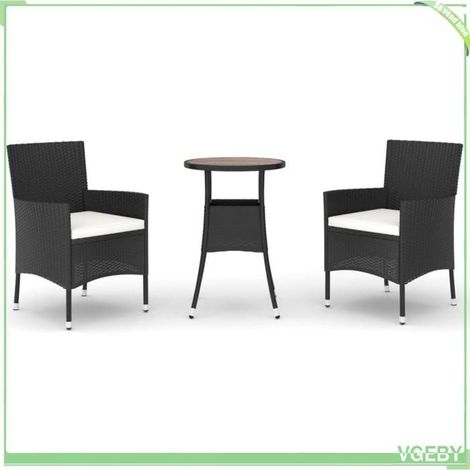 Ensemble de bistro de jardin - FAFEICY - rotin poly - résine tressée - coussins rembourrés - cadre acier (1/5)
