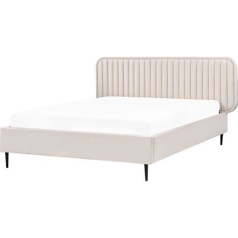 Bed Velvet BRIN 140 x 200 cm (EU Double) Beige (1/5)