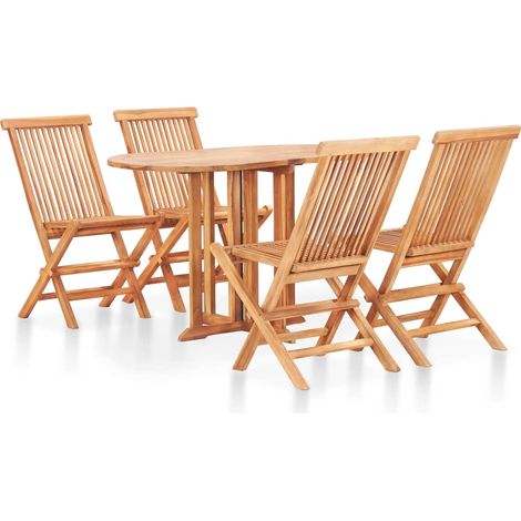 5-tlg. Garten-Essgruppe Klappbar Massivholz Teak