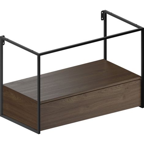 NUBES/NORM structure de lavabo 100x50cm, noir mat/noyer (1/4)