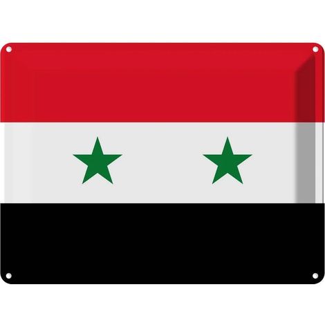 Plaque métallique 30x40 cm, blason du drapeau syrien (1/5)