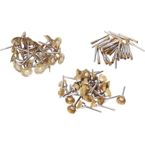 Jeu de 90 brosses métalliques en laiton pour outil rotatif, accessoires de polissage et ponçage, embouts de meulage pour perceuse, kit complet. (1/5)