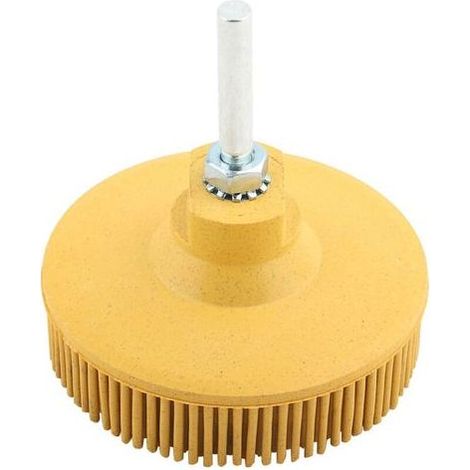 BRICOOMARKET Disque de brosse à poils Meule abrasive de polissage abrasif en caoutchouc de brosse de 3 pouces pour le retrait de rouille de bavure(Jaune) (1/4)