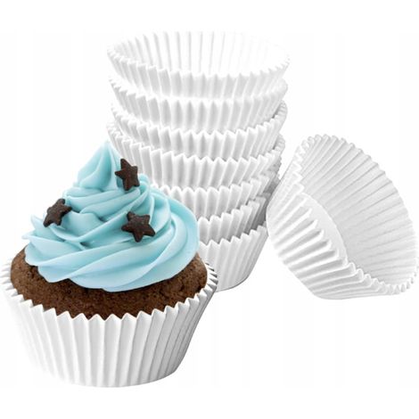Moldes de papel para magdalenas y cupcakes, 50 unidades, blancos (1/3)