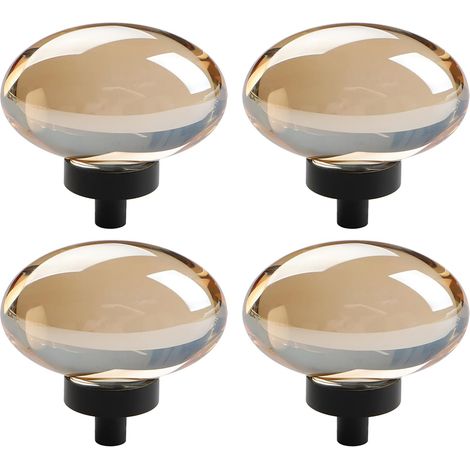 JSSEVN - Round decorative crystal knobs, 4 pieces, 45 mm. Artificial crystal cabinet knobs, glass door handles, round furniture knobs. (1/5)